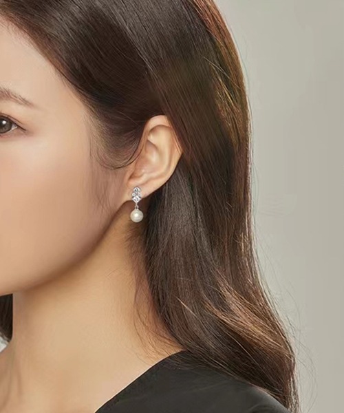 DRESS PLUS（ドレスプラス）の「ピアス アクセサリー パーティーピアス レディース 結婚式（ピアス（両耳用）・レディース・ホワイト・フリー）」の5枚目の写真