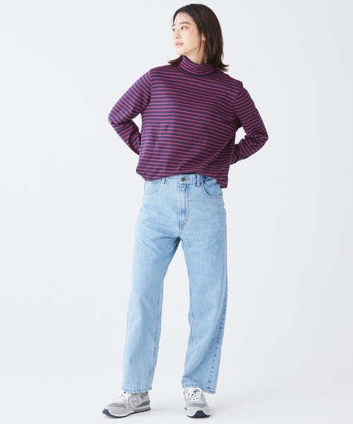 L.L.Bean（エルエルビーン）の「エル・エル・ビーン・インターロック・タートルネック、長袖　ストライプ 米国フィット・レギュラー（Tシャツ/カットソー・レディース・ホワイト×ネイビー/レッド系その他/グリーン系その他・SMALL/LARGE/MEDIUM/X-SMALL）」の14枚目の写真