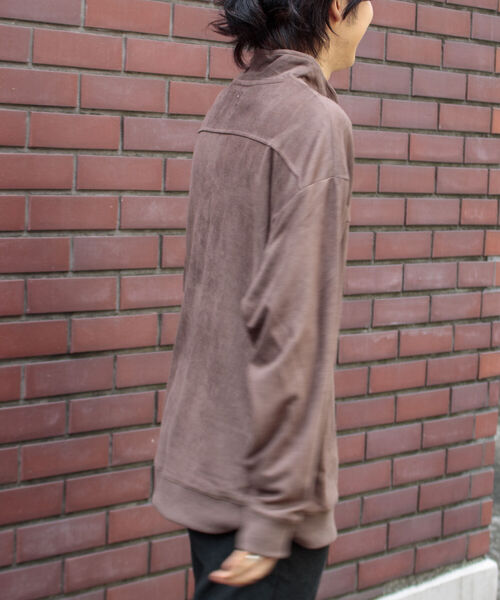 GLOSTER（グロスター）の「【GLOSTER/グロスター】フェイクスエード ハーフジッププルオーバー ドロップショルダー リング（Tシャツ/カットソー・メンズ・ダークブラウン/チャコールグレー/キャメル・L/S/M）」の5枚目の写真
