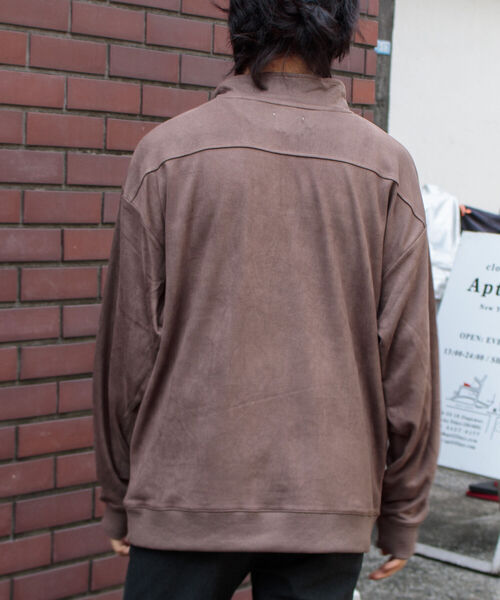 GLOSTER（グロスター）の「【GLOSTER/グロスター】フェイクスエード ハーフジッププルオーバー ドロップショルダー リング（Tシャツ/カットソー・メンズ・ダークブラウン/チャコールグレー/キャメル・L/S/M）」の6枚目の写真