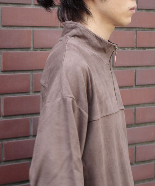 GLOSTER（グロスター）の「【GLOSTER/グロスター】フェイクスエード ハーフジッププルオーバー ドロップショルダー リング（Tシャツ/カットソー・メンズ・ダークブラウン/チャコールグレー/キャメル・L/S/M）」の9枚目の写真