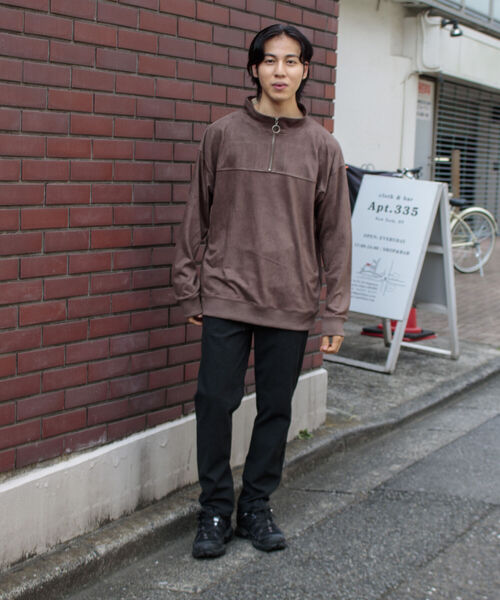 GLOSTER（グロスター）の「【GLOSTER/グロスター】フェイクスエード ハーフジッププルオーバー ドロップショルダー リング（Tシャツ/カットソー・メンズ・ダークブラウン/チャコールグレー/キャメル・L/S/M）」の11枚目の写真