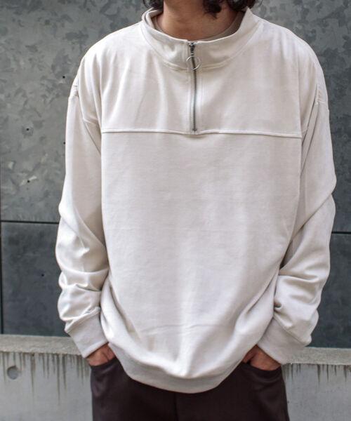 GLOSTER（グロスター）の「【GLOSTER/グロスター】フェイクスエード ハーフジッププルオーバー ドロップショルダー リング（Tシャツ/カットソー・メンズ・ダークブラウン/チャコールグレー/キャメル・L/S/M）」の14枚目の写真