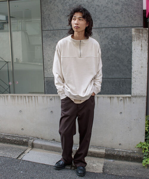 GLOSTER（グロスター）の「【GLOSTER/グロスター】フェイクスエード ハーフジッププルオーバー ドロップショルダー リング（Tシャツ/カットソー・メンズ・ダークブラウン/チャコールグレー/キャメル・L/S/M）」の21枚目の写真