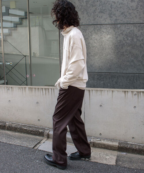 GLOSTER（グロスター）の「【GLOSTER/グロスター】フェイクスエード ハーフジッププルオーバー ドロップショルダー リング（Tシャツ/カットソー・メンズ・ダークブラウン/チャコールグレー/キャメル・L/S/M）」の22枚目の写真