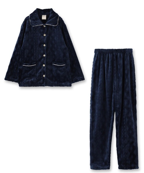 fran de lingerie（フランデランジェリー）の「もこもこ フリース前開き上下セット レディース パジャマ ふわふわ 部屋着 かわいい あったか（ルームウェア/パジャマ・レディース・グレイッシュベージュ/オフホワイト/ライトブラウン/ワインレッド/コーラルピンク/ホワイト/ライトグレー/ダークブルー/オレンジ/モカ・M-L）」の22枚目の写真