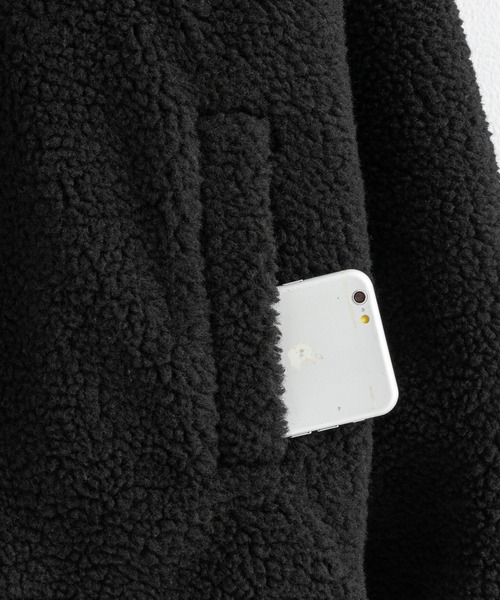 Rocky Monroe（ロッキーモンロー）の「オーバーサイズ ボアフリースブルゾン ジップアップジャケット（ブルゾン・レディース・ブラウン/グレー/グリーン/マスタード/ブラック×グレー/ホワイト×グリーン/ホワイト×ブルー/ホワイト×ブラック/ホワイト×グレー/ブラック×パープル/レッド・L/M/XL）」の17枚目の写真