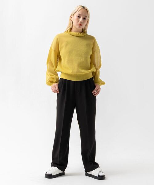 CITEN（シテン）の「＜CITEN＞シアー ハイネック ニット（ニット/セーター・レディース・イエロー/レッド・FREE）」の4枚目の写真