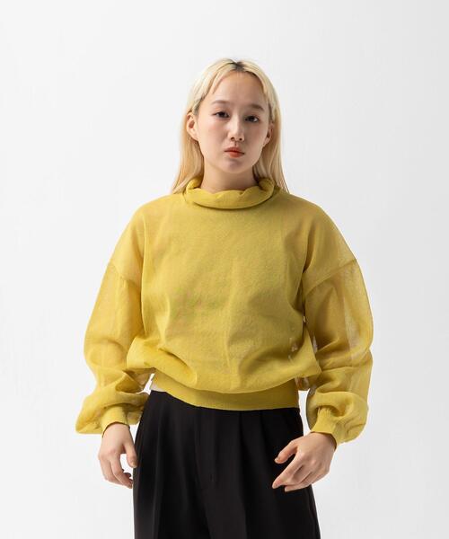 CITEN（シテン）の「＜CITEN＞シアー ハイネック ニット（ニット/セーター・レディース・イエロー/レッド・FREE）」の7枚目の写真