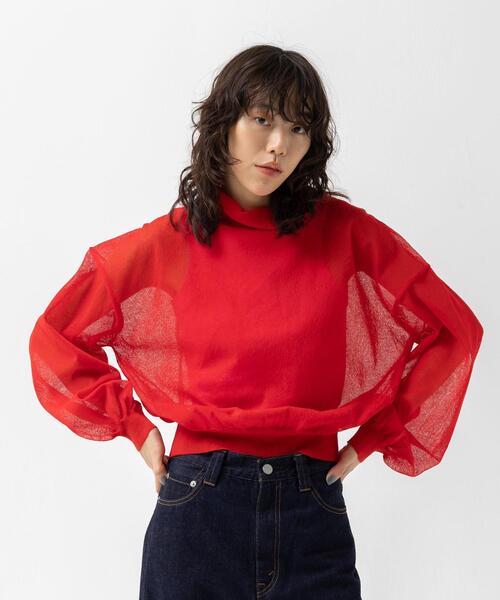 CITEN（シテン）の「＜CITEN＞シアー ハイネック ニット（ニット/セーター・レディース・イエロー/レッド・FREE）」の16枚目の写真