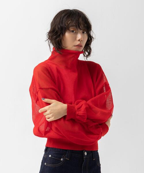 CITEN（シテン）の「＜CITEN＞シアー ハイネック ニット（ニット/セーター・レディース・イエロー/レッド・FREE）」の17枚目の写真