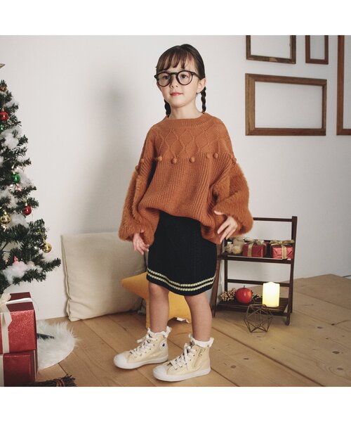 BREEZE（ブリーズ）の「ケーブルニットスカート_ウォッシャブル（スカート・キッズ・アイボリー/ネイビー・140/120/100/90）」の5枚目の写真