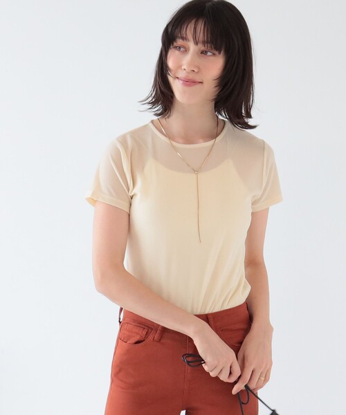 Ray BEAMS(レイビームス)の「Ray BEAMS / シアー ベロア ストレッチ Tシャツ(Tシャツ/カットソー・レディース・オフホワイト/ライトブルー/ピンク・ONE SIZE)」の6枚目の写真