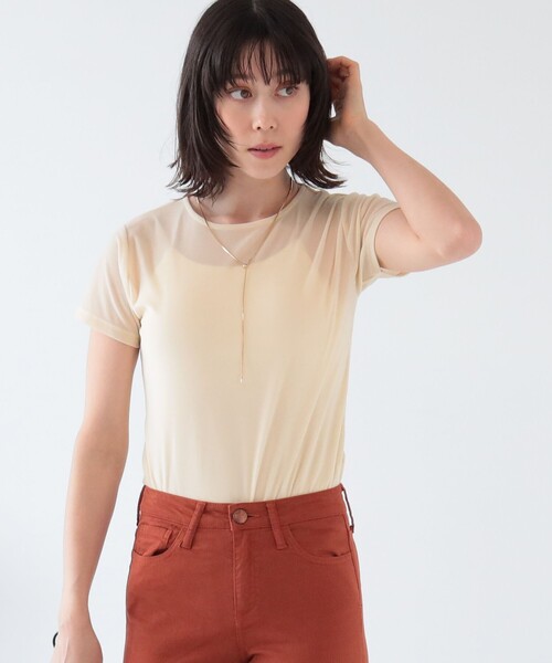 Ray BEAMS(レイビームス)の「Ray BEAMS / シアー ベロア ストレッチ Tシャツ(Tシャツ/カットソー・レディース・オフホワイト/ライトブルー/ピンク・ONE SIZE)」の7枚目の写真