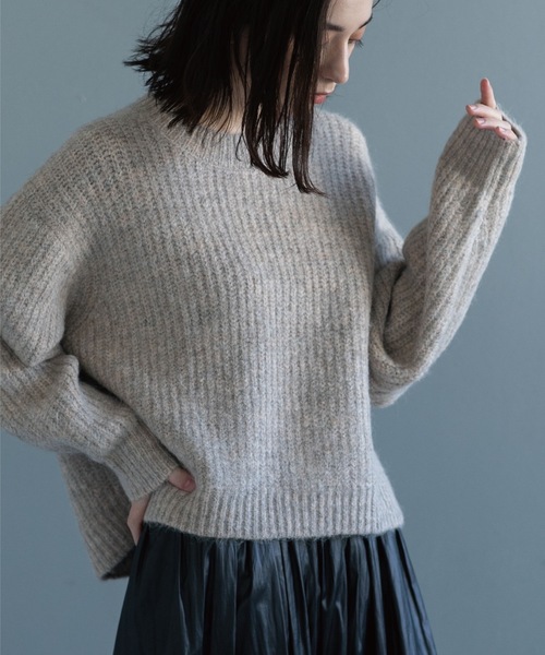 OPAQUE.CLIP（オペークドットクリップ）の「◆【Ｃ】アルパカブレンドバルキーニット（ニット/セーター・レディース・ライトベージュ/グレー/オレンジ・38）」の2枚目の写真