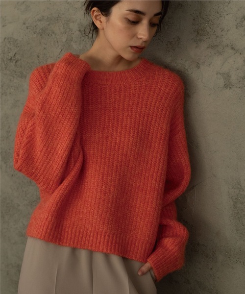 OPAQUE.CLIP（オペークドットクリップ）の「◆【Ｃ】アルパカブレンドバルキーニット（ニット/セーター・レディース・ライトベージュ/グレー/オレンジ・38）」の3枚目の写真