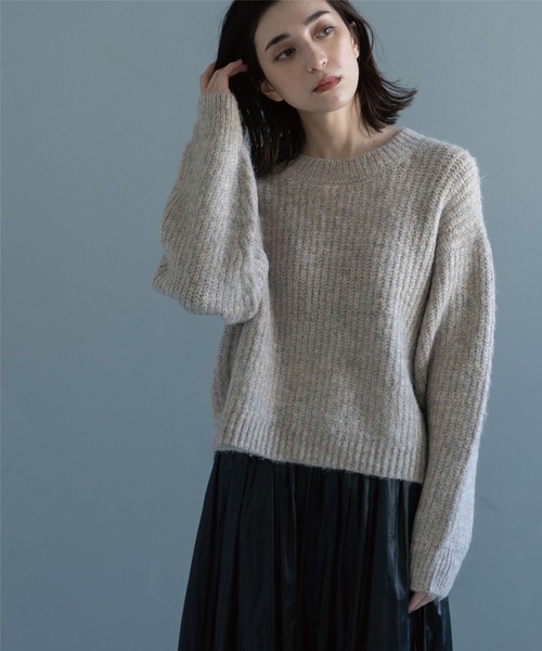 OPAQUE.CLIP（オペークドットクリップ）の「◆【Ｃ】アルパカブレンドバルキーニット（ニット/セーター・レディース・ライトベージュ/グレー/オレンジ・38）」の10枚目の写真