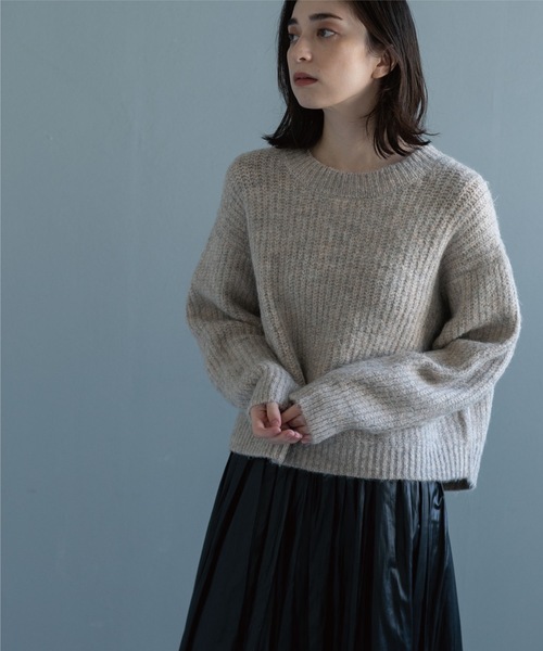 OPAQUE.CLIP（オペークドットクリップ）の「◆【Ｃ】アルパカブレンドバルキーニット（ニット/セーター・レディース・ライトベージュ/グレー/オレンジ・38）」の11枚目の写真