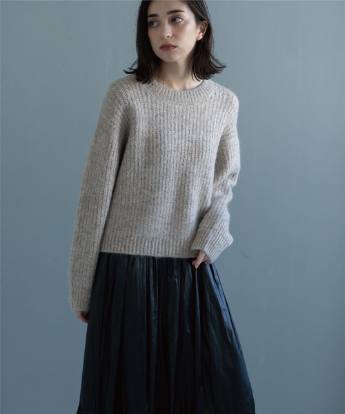 OPAQUE.CLIP（オペークドットクリップ）の「◆【Ｃ】アルパカブレンドバルキーニット（ニット/セーター・レディース・ライトベージュ/グレー/オレンジ・38）」の12枚目の写真