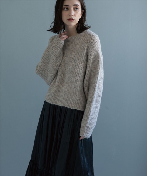 OPAQUE.CLIP（オペークドットクリップ）の「◆【Ｃ】アルパカブレンドバルキーニット（ニット/セーター・レディース・ライトベージュ/グレー/オレンジ・38）」の13枚目の写真