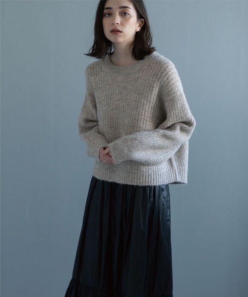 OPAQUE.CLIP（オペークドットクリップ）の「◆【Ｃ】アルパカブレンドバルキーニット（ニット/セーター・レディース・ライトベージュ/グレー/オレンジ・38）」の14枚目の写真