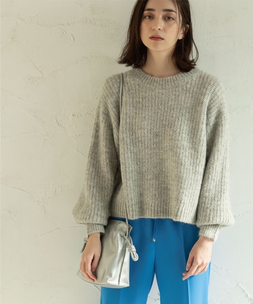 OPAQUE.CLIP（オペークドットクリップ）の「◆【Ｃ】アルパカブレンドバルキーニット（ニット/セーター・レディース・ライトベージュ/グレー/オレンジ・38）」の4枚目の写真