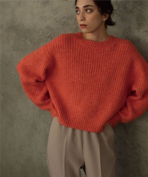 OPAQUE.CLIP（オペークドットクリップ）の「◆【Ｃ】アルパカブレンドバルキーニット（ニット/セーター・レディース・ライトベージュ/グレー/オレンジ・38）」の17枚目の写真