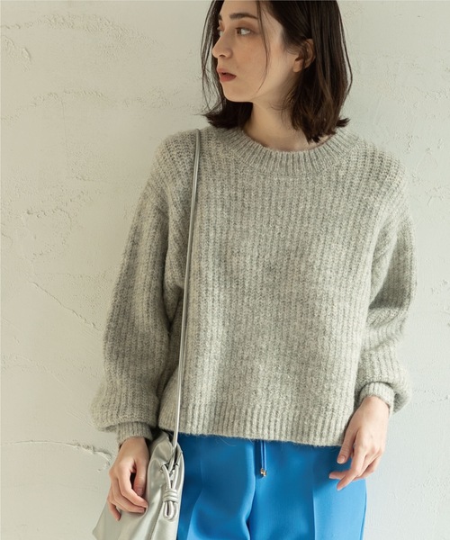 OPAQUE.CLIP（オペークドットクリップ）の「◆【Ｃ】アルパカブレンドバルキーニット（ニット/セーター・レディース・ライトベージュ/グレー/オレンジ・38）」の5枚目の写真