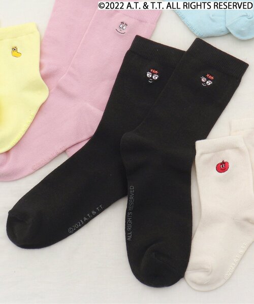 apres les cours（アプレレクール）の「バーバパパワンポイントソックス(おとな)（ソックス/靴下・レディース・チャコール/ピンク/アイボリー・27/24）」の3枚目の写真