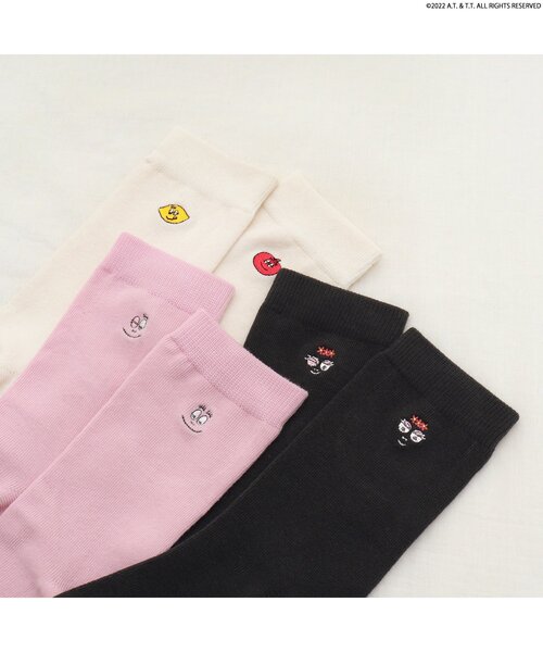 apres les cours（アプレレクール）の「バーバパパワンポイントソックス(おとな)（ソックス/靴下・レディース・チャコール/ピンク/アイボリー・27/24）」の4枚目の写真