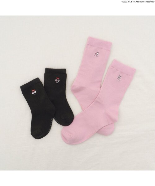 apres les cours（アプレレクール）の「バーバパパワンポイントソックス(おとな)（ソックス/靴下・レディース・チャコール/ピンク/アイボリー・27/24）」の6枚目の写真