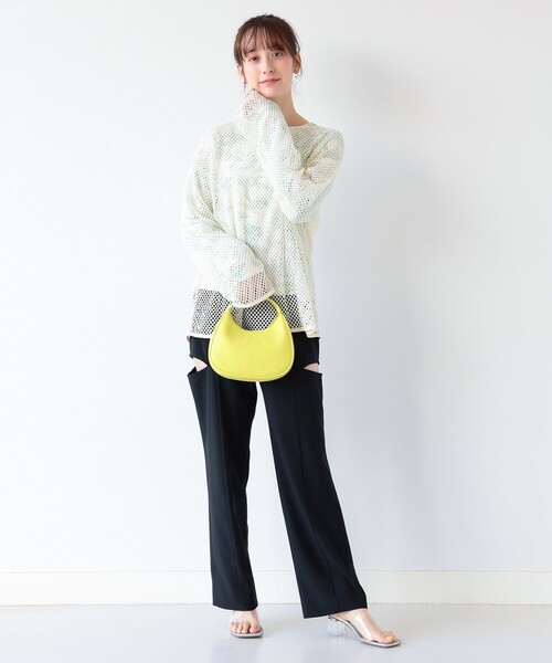 Ray BEAMS（レイビームス）の「Ray BEAMS / メッシュ ロングスリーブ Tシャツ（Tシャツ/カットソー・レディース・グリーン/ブラック/オフホワイト/ピンク・ONE SIZE）」の7枚目の写真