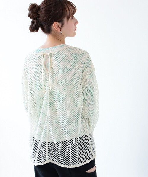 Ray BEAMS（レイビームス）の「Ray BEAMS / メッシュ ロングスリーブ Tシャツ（Tシャツ/カットソー・レディース・グリーン/ブラック/オフホワイト/ピンク・ONE SIZE）」の10枚目の写真