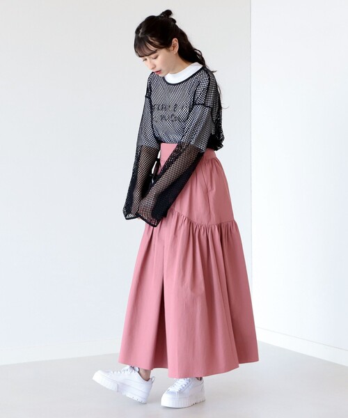 Ray BEAMS（レイビームス）の「Ray BEAMS / メッシュ ロングスリーブ Tシャツ（Tシャツ/カットソー・レディース・グリーン/ブラック/オフホワイト/ピンク・ONE SIZE）」の16枚目の写真