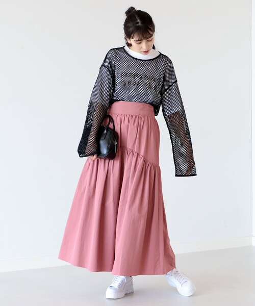 Ray BEAMS（レイビームス）の「Ray BEAMS / メッシュ ロングスリーブ Tシャツ（Tシャツ/カットソー・レディース・グリーン/ブラック/オフホワイト/ピンク・ONE SIZE）」の17枚目の写真