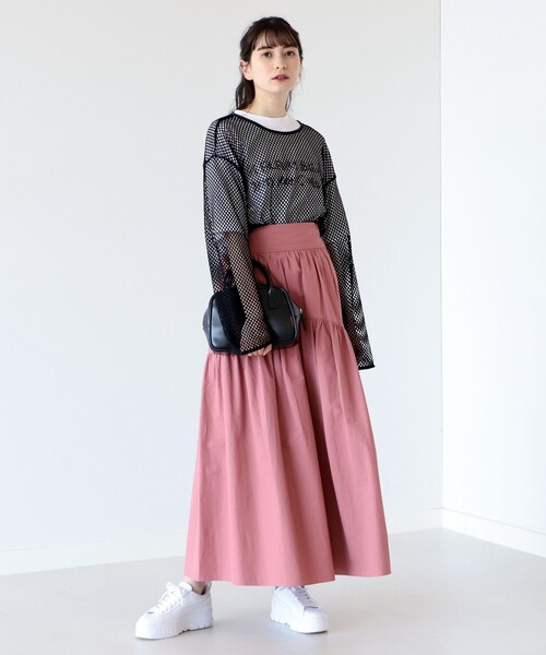 Ray BEAMS（レイビームス）の「Ray BEAMS / メッシュ ロングスリーブ Tシャツ（Tシャツ/カットソー・レディース・グリーン/ブラック/オフホワイト/ピンク・ONE SIZE）」の18枚目の写真