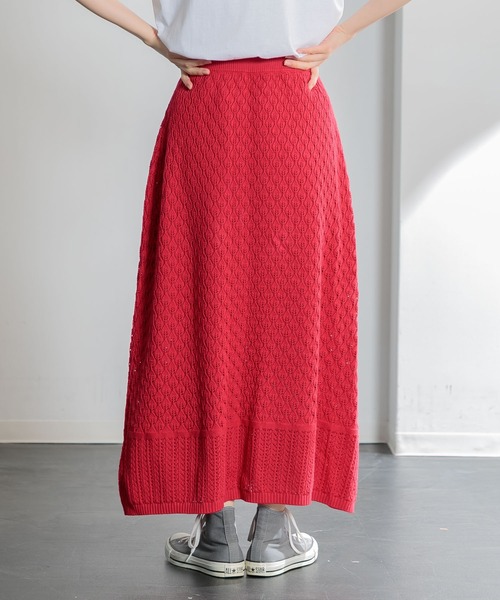 AMERICAN RAG CIE（アメリカンラグシー）の「ニットマキシスカート（スカート・レディース・レッド/グレー・FREE）」の5枚目の写真