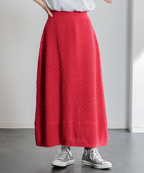 AMERICAN RAG CIE（アメリカンラグシー）の「ニットマキシスカート（スカート・レディース・レッド/グレー・FREE）」の6枚目の写真