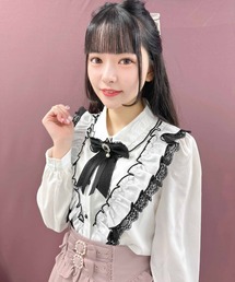 ラッフルフリル配色ブラウス