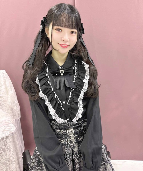 ROJITA(ロジータ)の「ラッフルフリル配色ブラウス(シャツ/ブラウス・レディース・ホワイト/ピンク/ブラック・FREE)」の4枚目の写真