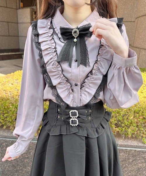 ROJITA(ロジータ)の「ラッフルフリル配色ブラウス(シャツ/ブラウス・レディース・ホワイト/ピンク/ブラック・FREE)」の14枚目の写真