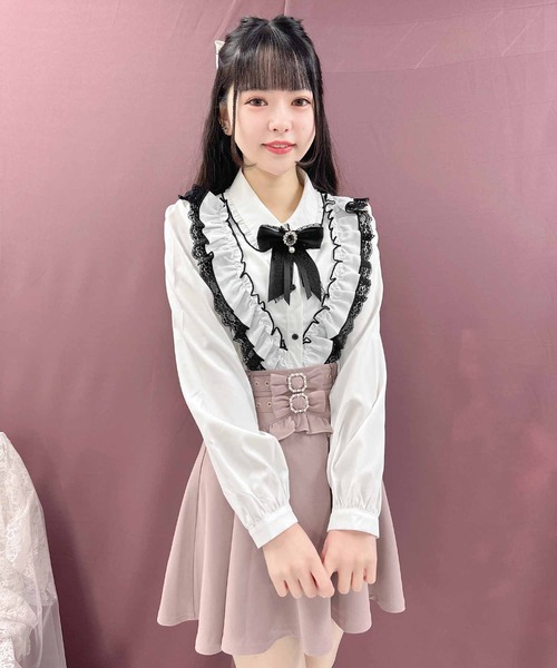 ROJITA(ロジータ)の「ラッフルフリル配色ブラウス(シャツ/ブラウス・レディース・ホワイト/ピンク/ブラック・FREE)」の16枚目の写真