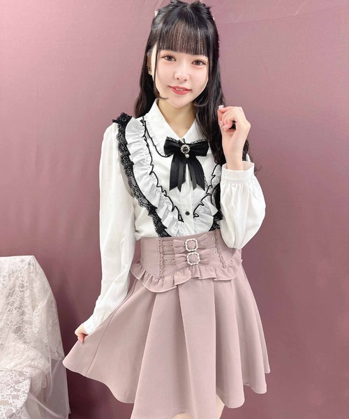 ROJITA(ロジータ)の「ラッフルフリル配色ブラウス(シャツ/ブラウス・レディース・ホワイト/ピンク/ブラック・FREE)」の9枚目の写真
