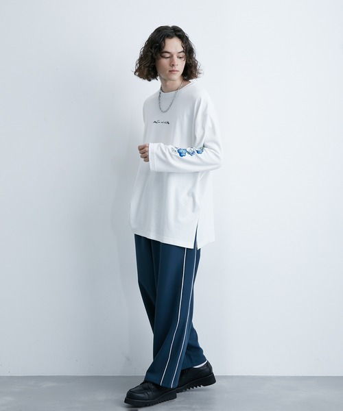 JUNRED(ジュンレッド)の「スリーブフラワープリントルーズプルオーバー(Tシャツ/カットソー・メンズ・ブラック/ホワイト・S/M/L)」の19枚目の写真