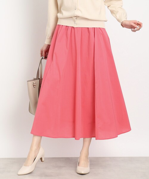 DRESKIP(ドレスキップ)の「◆【一枚で着映え】コットンナイロンフレアースカート(スカート・レディース・グリーン/ピンク系/サンドベージュ/ブラック・02/04/03)」の4枚目の写真