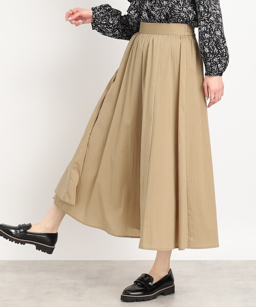 DRESKIP(ドレスキップ)の「◆【一枚で着映え】コットンナイロンフレアースカート(スカート・レディース・グリーン/ピンク系/サンドベージュ/ブラック・02/04/03)」の2枚目の写真