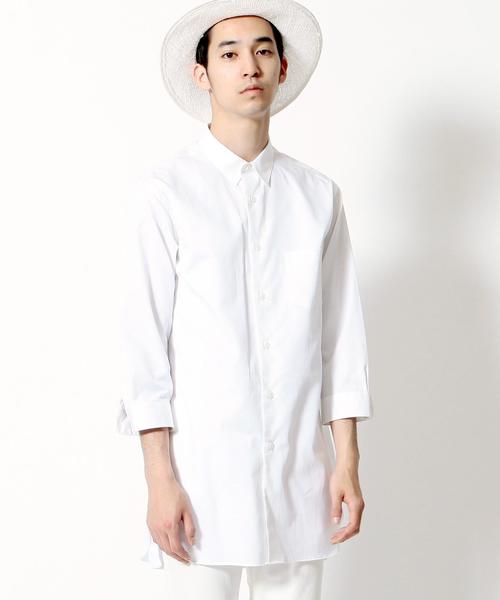 MONKEY TIME(モンキータイム)の「<monkey time> ∴ 100/2 ロングシャツ クォータースリーブ ◆(シャツ/ブラウス・メンズ・ホワイト・MEDIUM/LARGE/SMALL)」の1枚目の写真