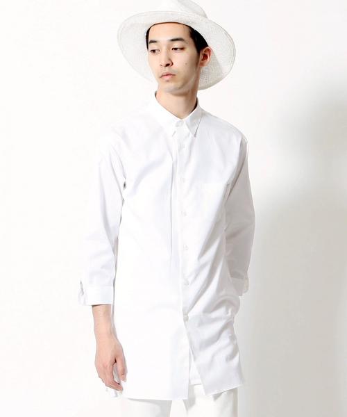 MONKEY TIME(モンキータイム)の「<monkey time> ∴ 100/2 ロングシャツ クォータースリーブ ◆(シャツ/ブラウス・メンズ・ホワイト・MEDIUM/LARGE/SMALL)」の2枚目の写真