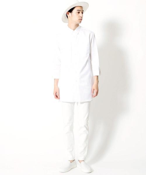 MONKEY TIME(モンキータイム)の「<monkey time> ∴ 100/2 ロングシャツ クォータースリーブ ◆(シャツ/ブラウス・メンズ・ホワイト・MEDIUM/LARGE/SMALL)」の5枚目の写真