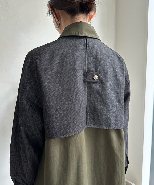 DouDou(ドゥドゥ)の「【WEB限定】デニム切替ステンカラーコート(その他アウター・レディース・カーキ・FREE)」の17枚目の写真